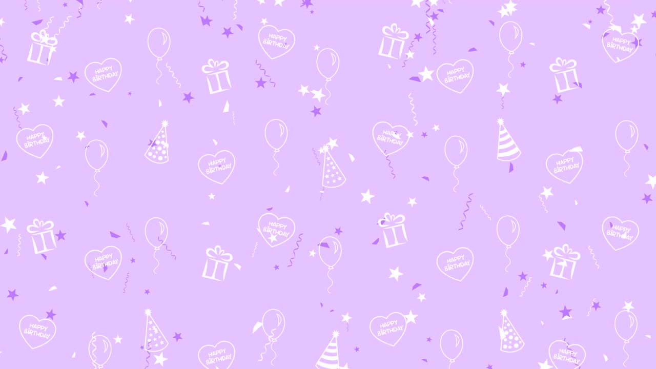 абстрактный фон счастливого дня рождения с воздушными шарами, шляпами и сердцами