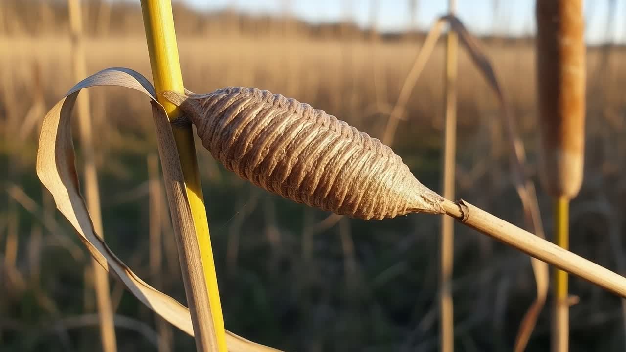 A Close-Up View of Nature's Intricate Detail: Exploring the Textured Beauty of Reeds in Their Natural Habitat, Captured in Two Frames