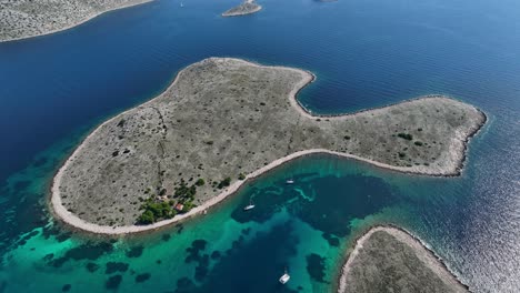 wide aerial pull-out of islands in the kornati archipelago in croatia