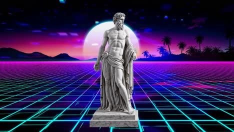 estatua retro futurista de un dios