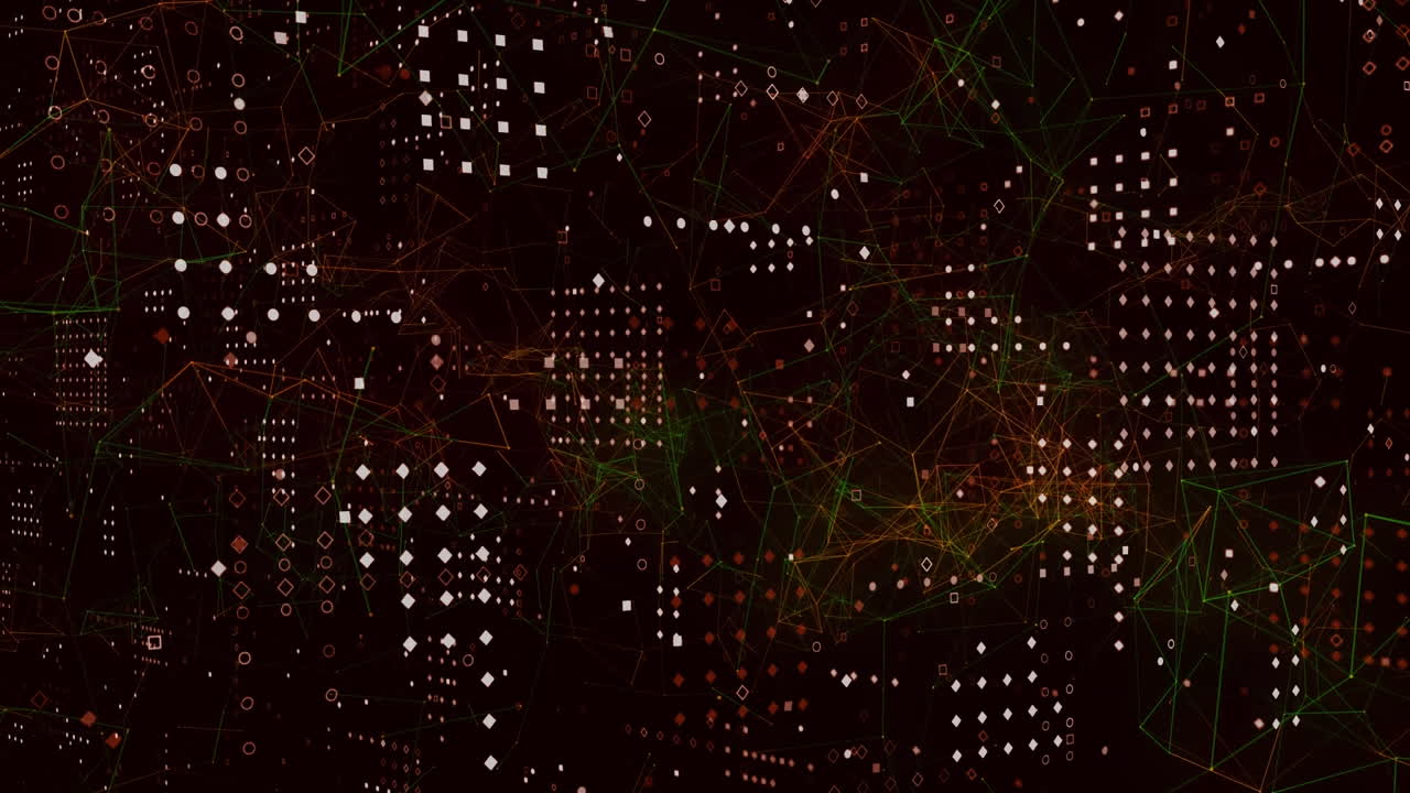 Animation of network of connections with rows of glowing spots