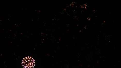 은 하늘 위에서 다양한 색의 폭발과 함께 믿을 수 없는 불꽃 축제