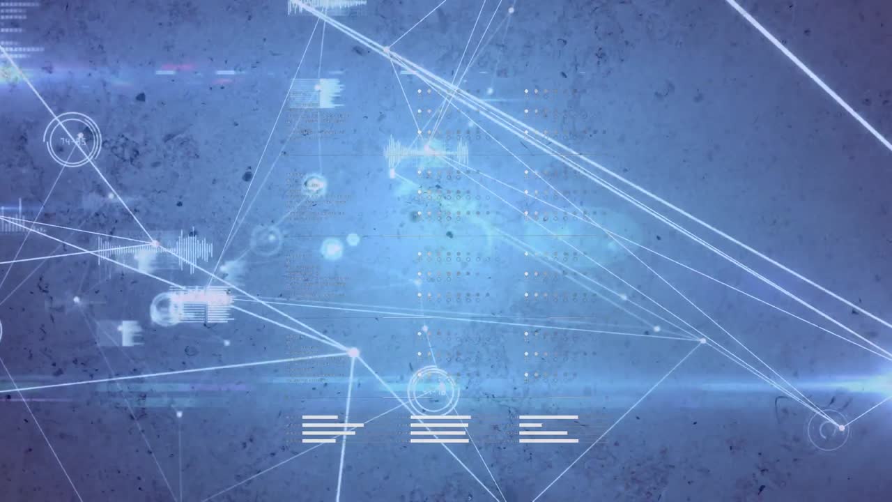 animación de redes de conexiones y procesamiento de datos sobre fondo negro