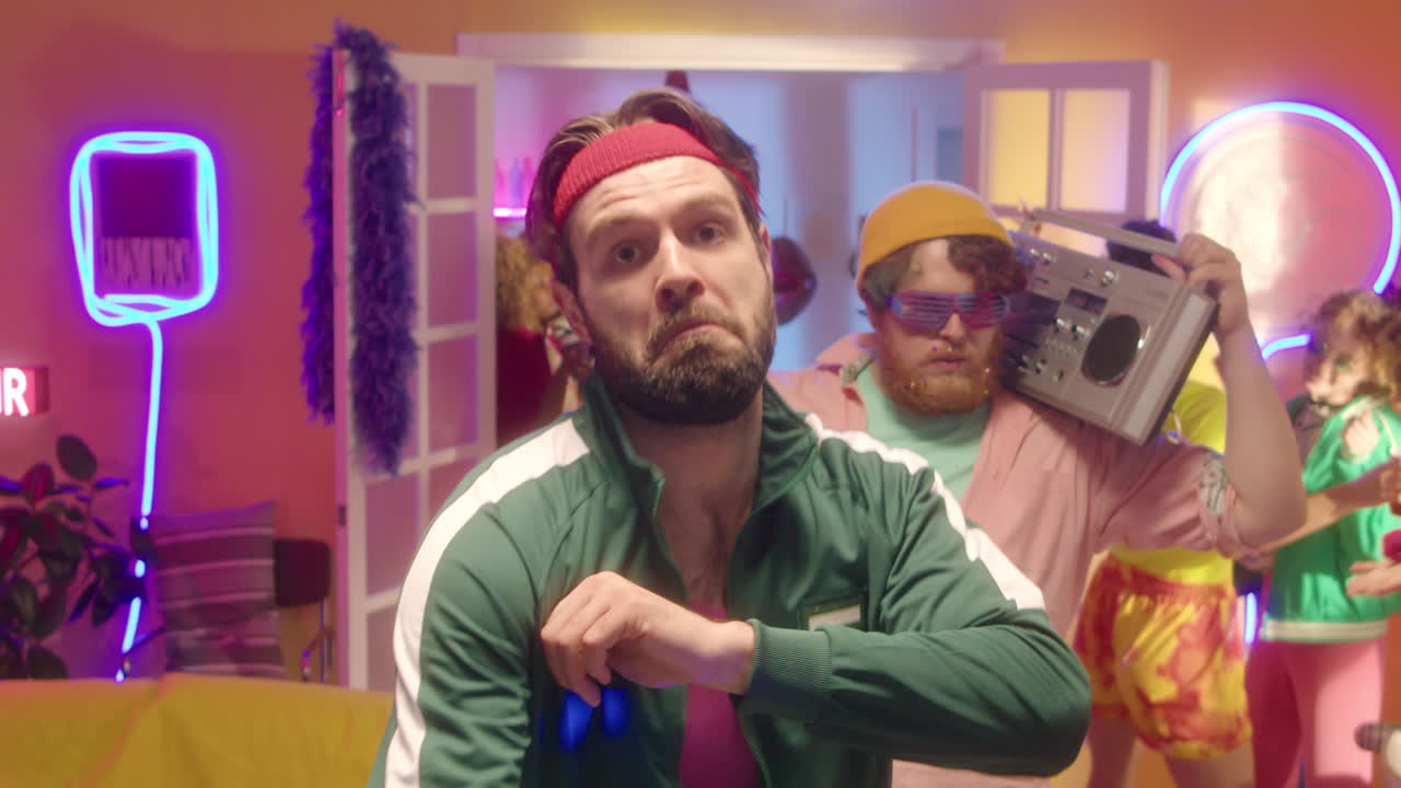 Retro Party in a Colorful Room