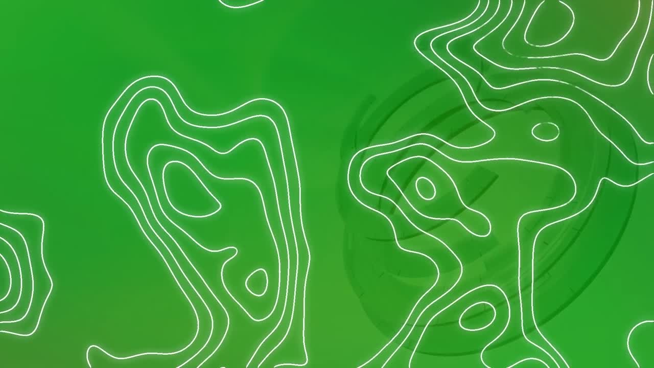 animación de isohypses que se mueven sobre un fondo verde con círculos giratorios