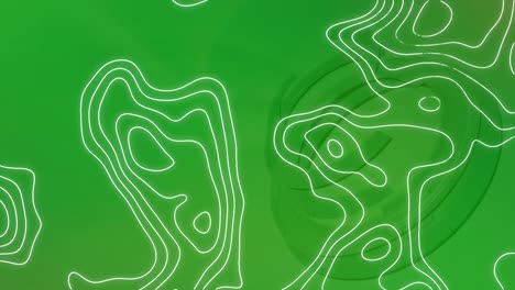 Animation-of-isohypses-moving-over-green-background-with-rotating-circles