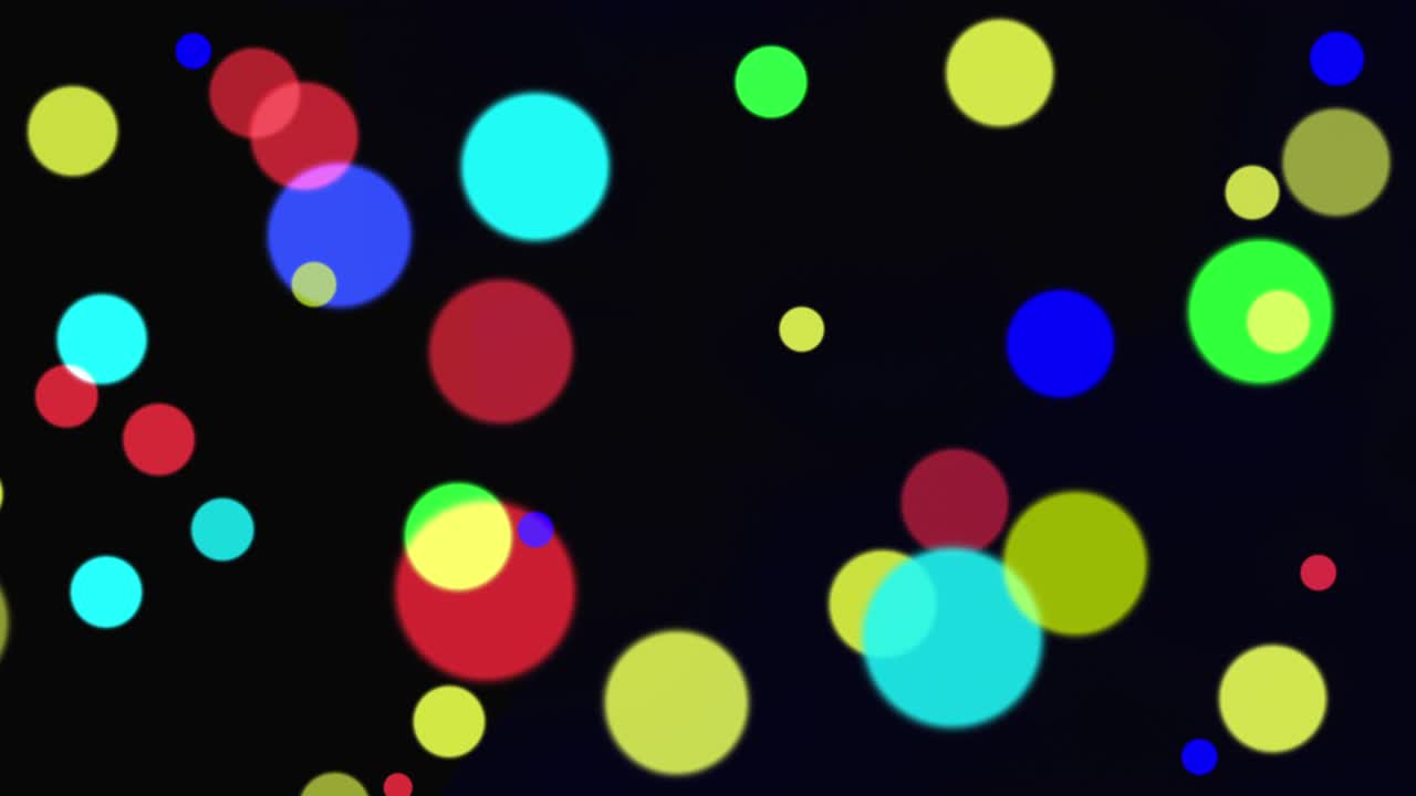 bokeh colorido desfocado, animación abstracta en un fondo oscuro