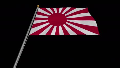 loop video of flag of kyokujituki loop video fluttering in the wind, 4k uhd slow motion video with alpha channel.