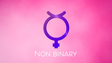 animation of purple non binary gender symbol on pink background