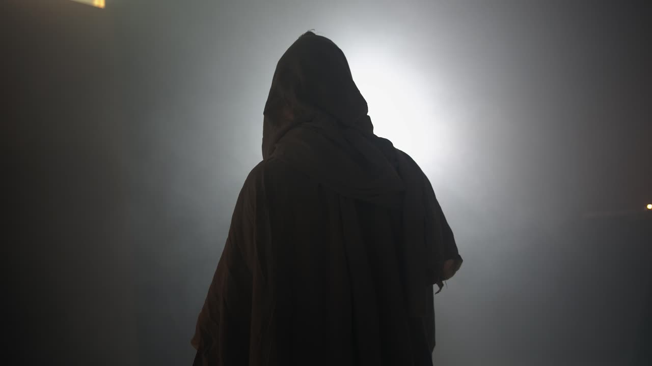 Resurrection of Jesus Christ in Bright Ambient Light in Empty Tomb on Easter Sunday for cinematic Christianity stock footage