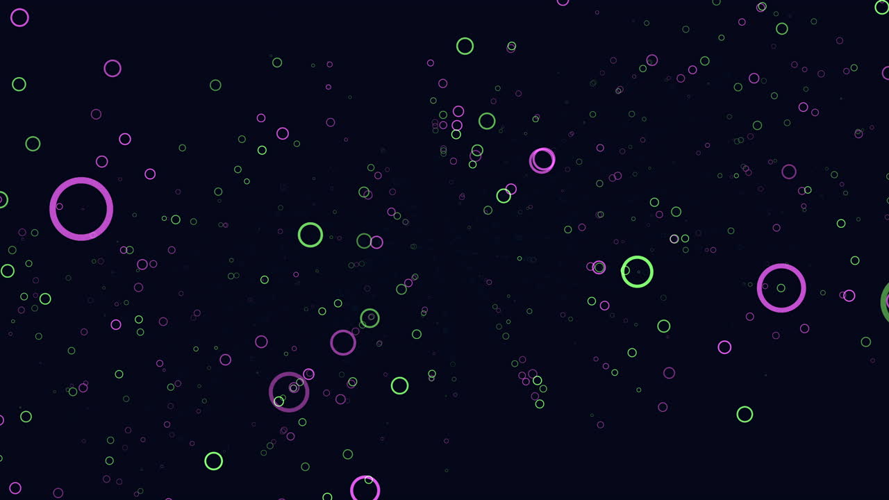 Mesmerizing circle pattern purple and green circles on black background