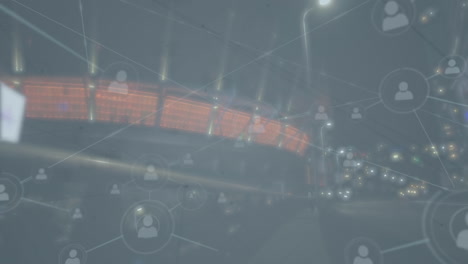 animación de la red de conexiones con las estadísticas sobre el paisaje urbano