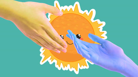 Animation-of-touching-hands-over-sun