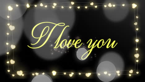 animation of i love you text over hearts and spots