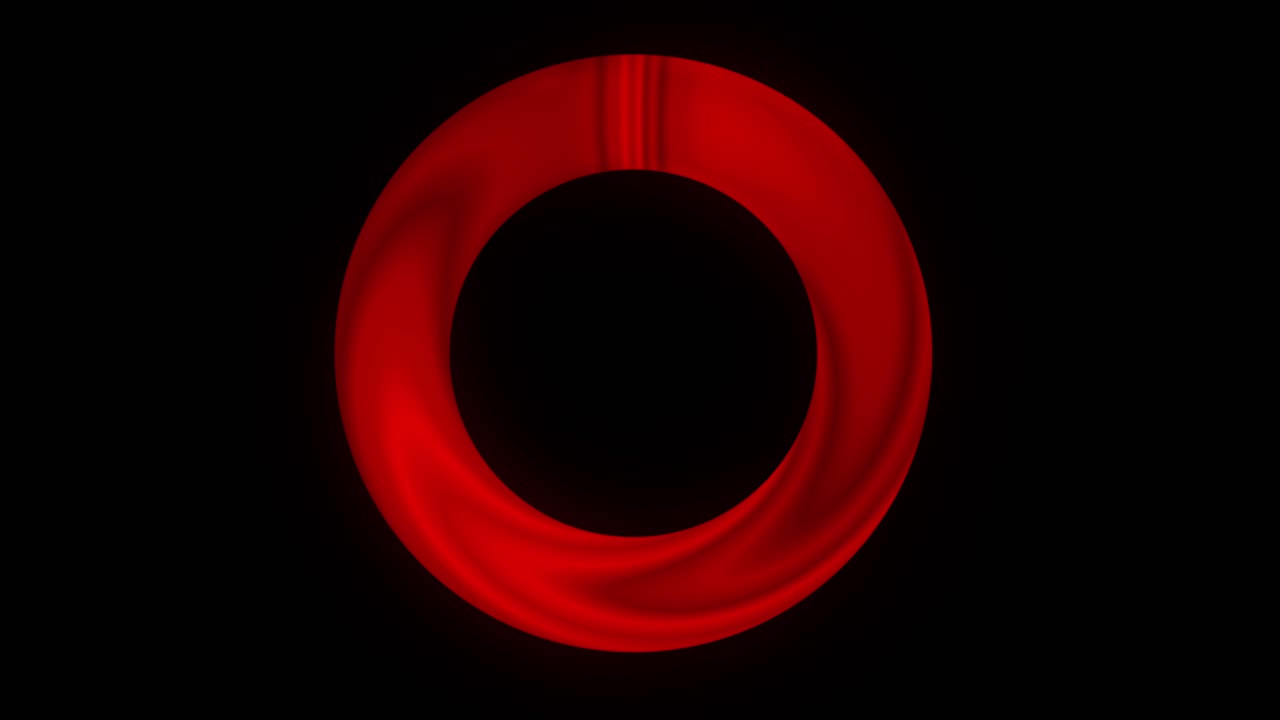 검은색 배경에 빨간색 반지를 회전시키는 무결한 루프
