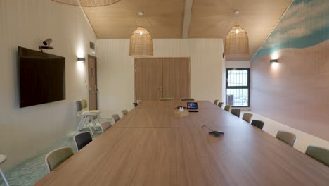 elegant corporate boardroom with artistic decor