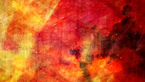 nubes de fuego y geometría con estrellas brillantes en el cielo - animación de fondo de movimiento de bucle sin fisuras de 4k