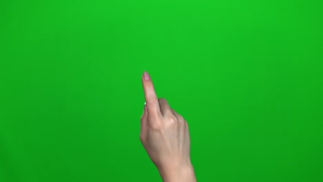 conjunto de 11 diferentes un dedo deslizar clic zoom gestos en pantalla verde mano de la mujer