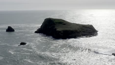 goat bird island, harris beach brookings, rising aerial view, oregon