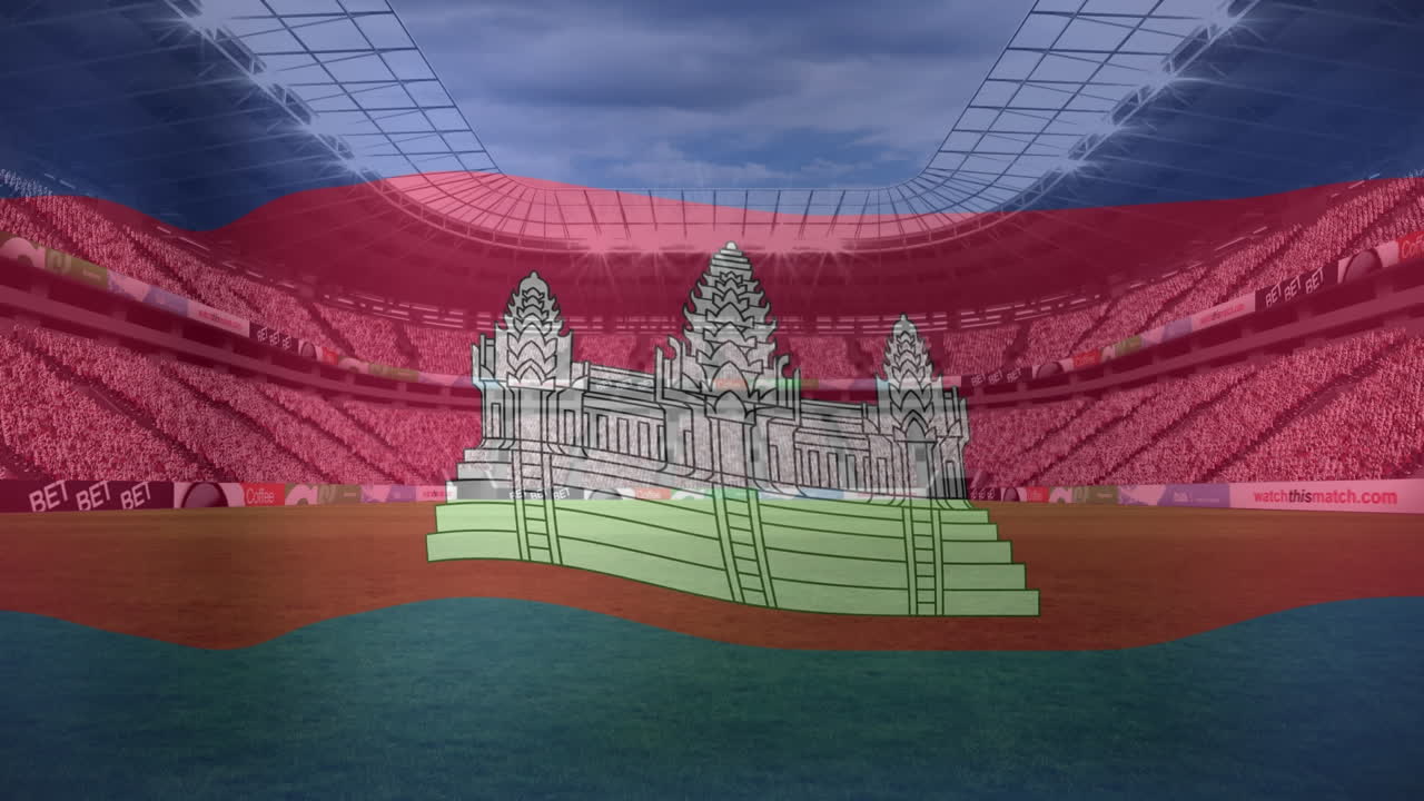 ⁇ 보디아 국기 를 흔들고 있는 애니메이션