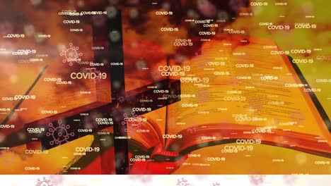 texto covid-19 y células que se mueven contra la cruz y la biblia