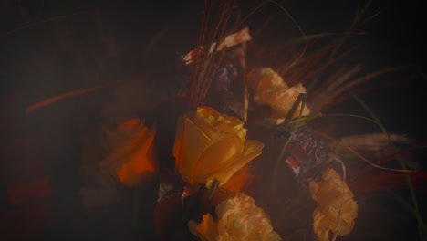 close-up of a dark bouquet of flowers