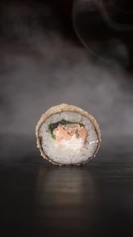 crispy fried salmon sushi roll