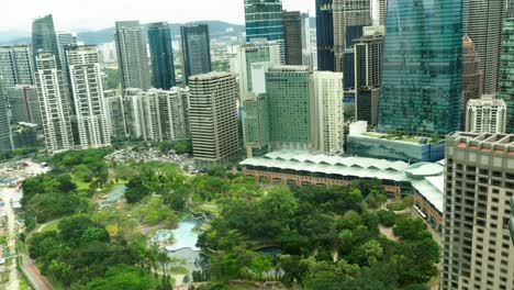 view from twin towers menara petronas kuala lumpur malaysia tilt shot