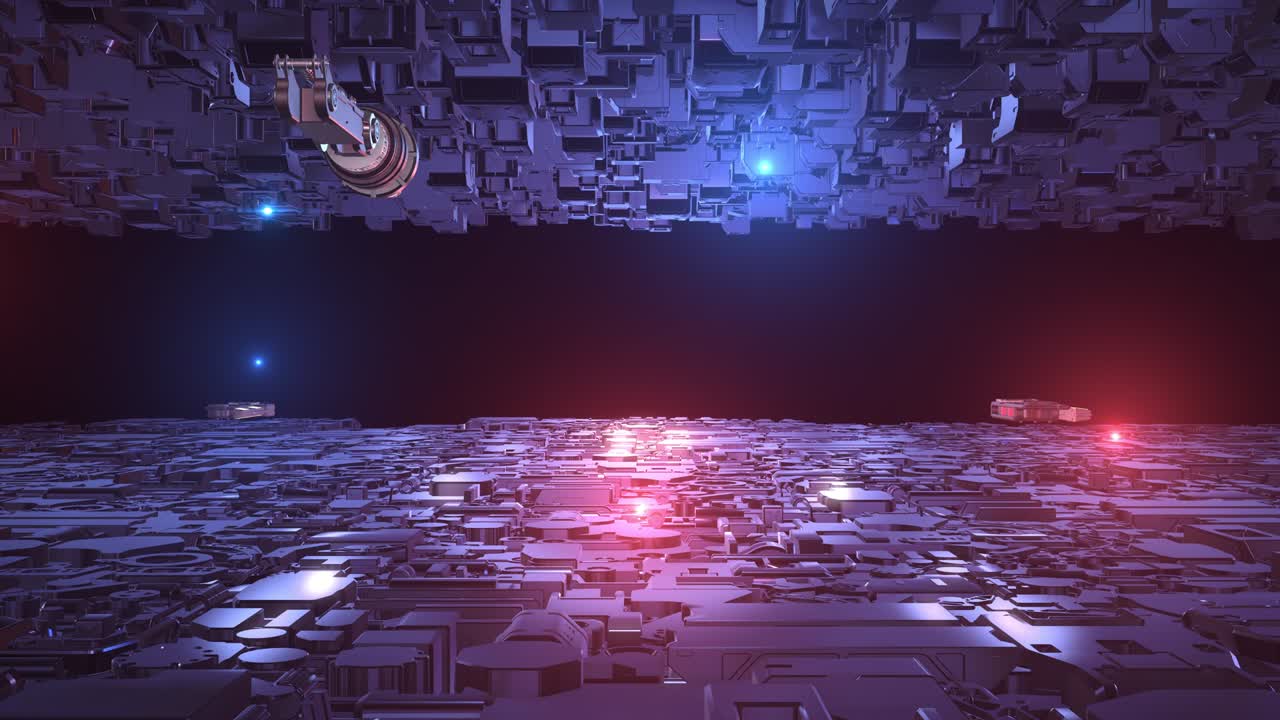 Gigantic Spaceship Fleet Slowly Moving In Outer Space