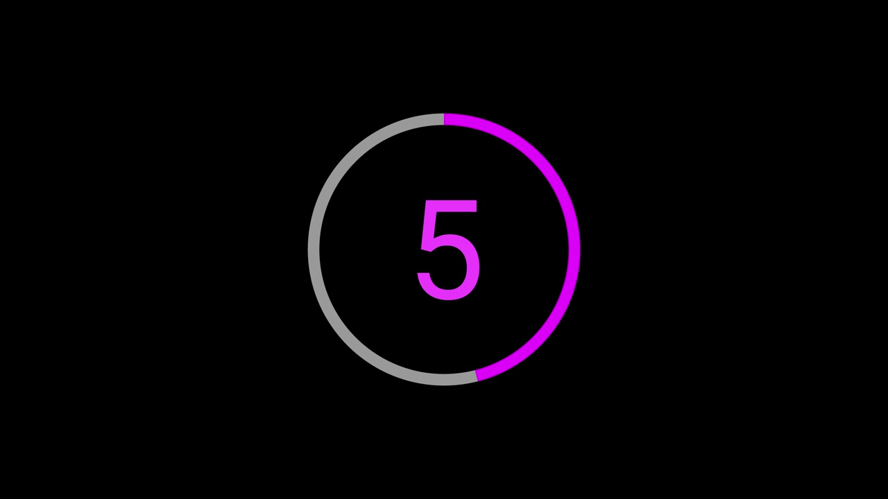 Animated 10 Second Countdown Timer with Magenta Progress Circle