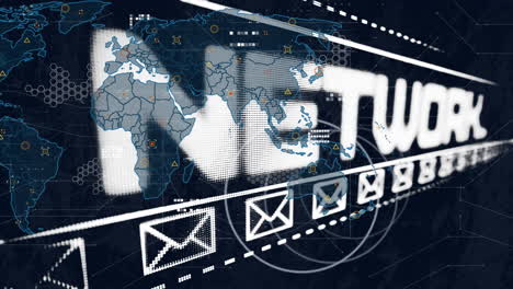 animation of data processing over world map