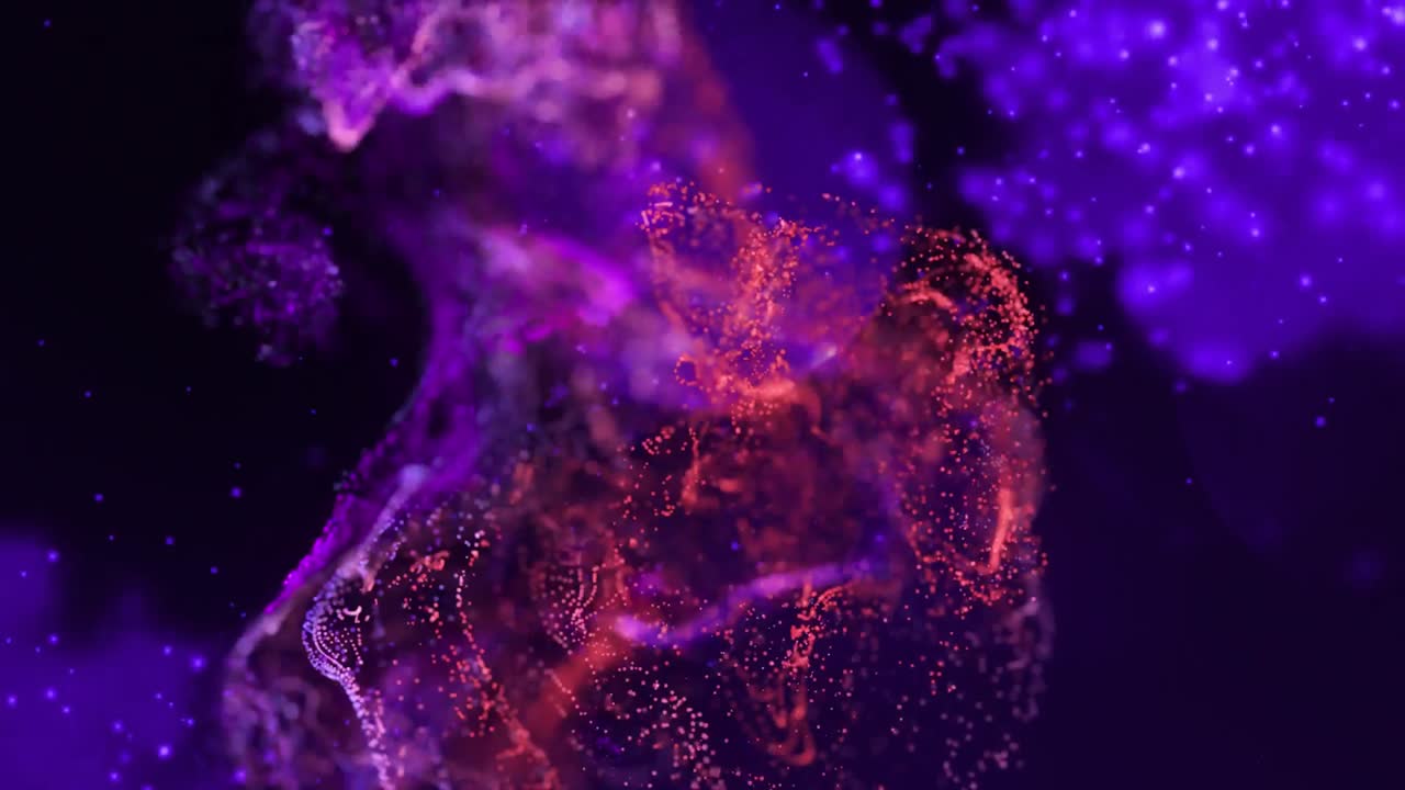 Animation of moving shapes over black background