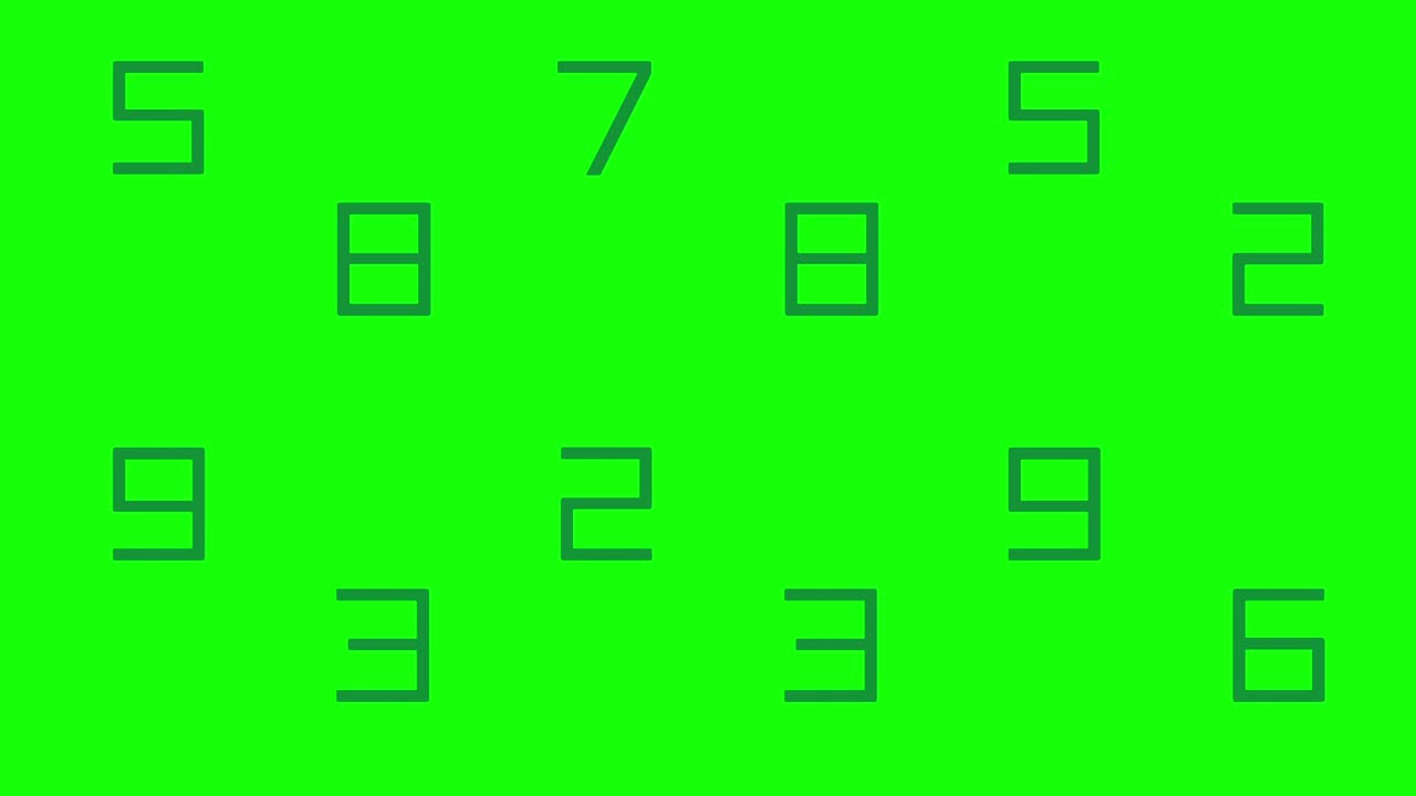 디지털 숫자의 배경 애니메이션 녹색 배경