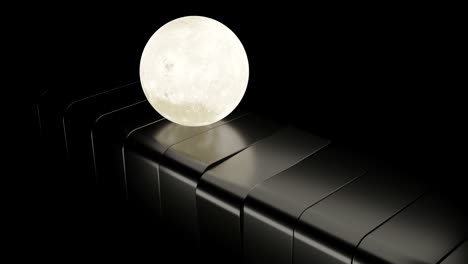 moon on a metallic platform