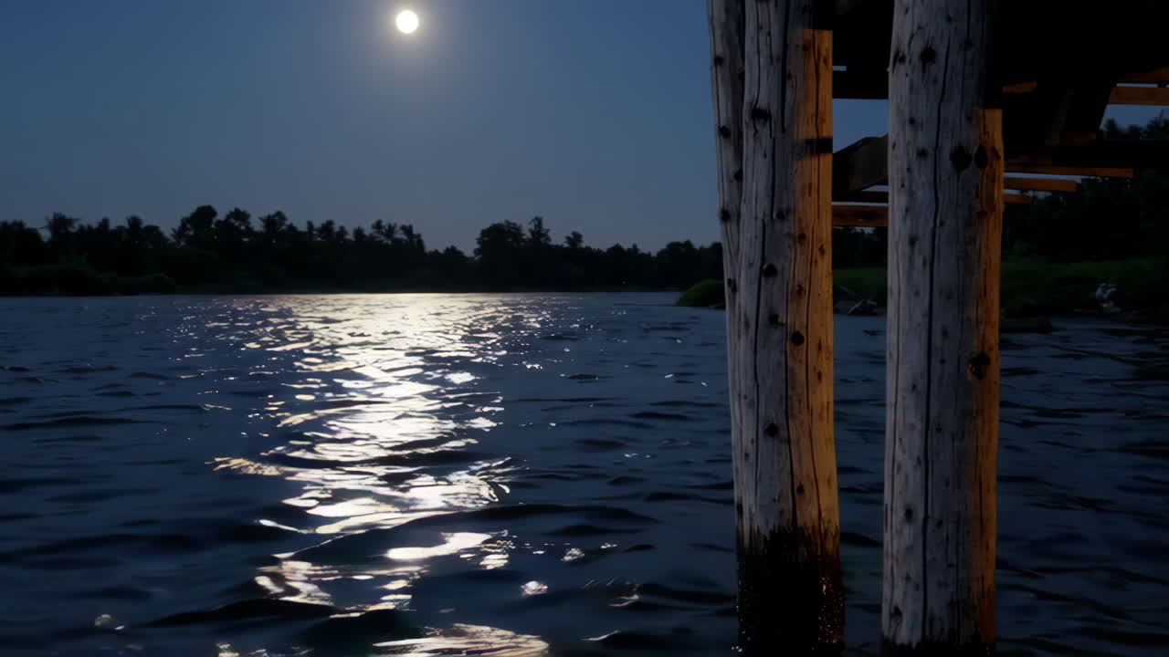 Moonlit River Pier