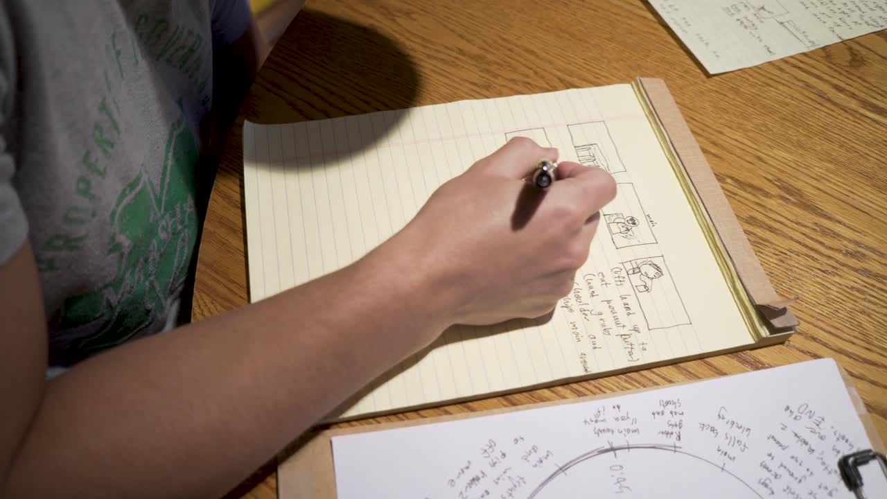 Sketching Storyboard Scenes in a Notebook