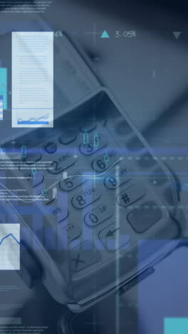 animation of financial data processing over credit card terminal