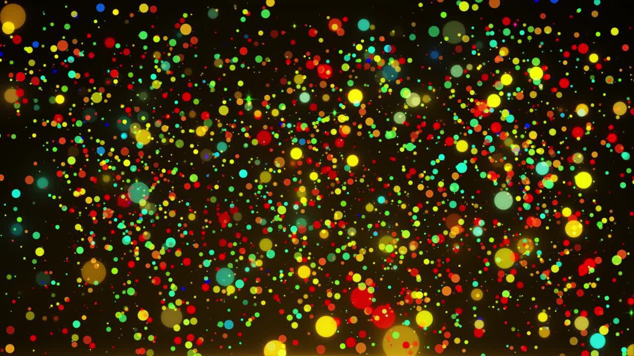 4K 동영상 애니메이션 추상적 빛나는 다색 배경 빛나는 다채로운 입자들이 반짝거립니다