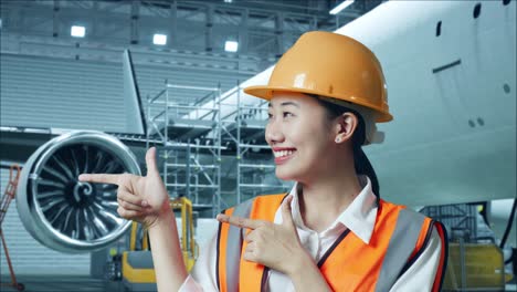 woman engineer in aircraft hangar