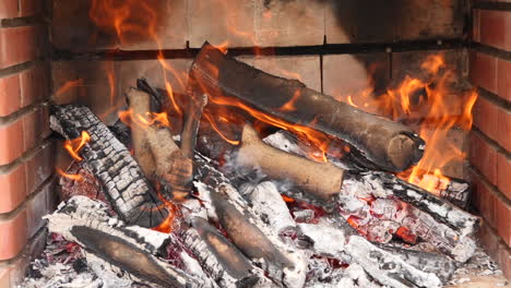 slow motion of natural wood charcoal grill