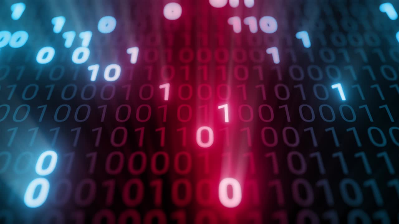 Hacking digital binary code matrix 01 background loop.