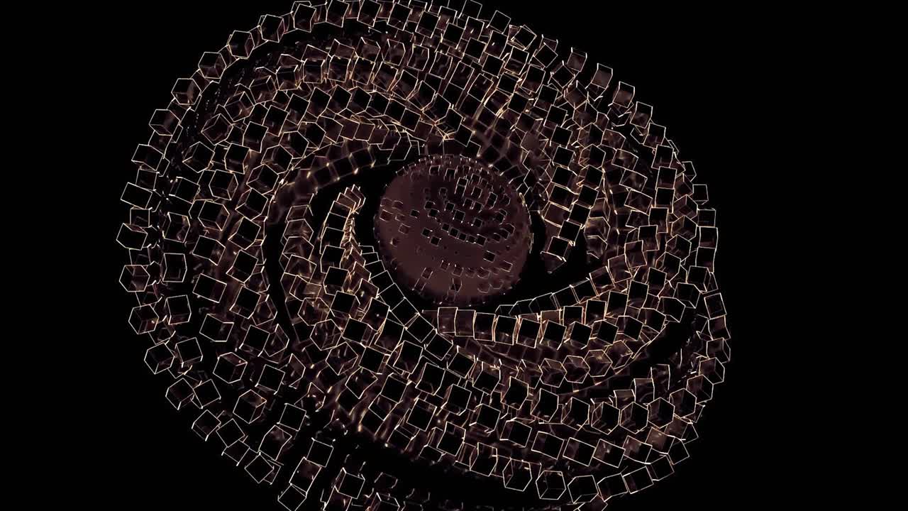 Abstract 3D Sphere with Golden Cubes