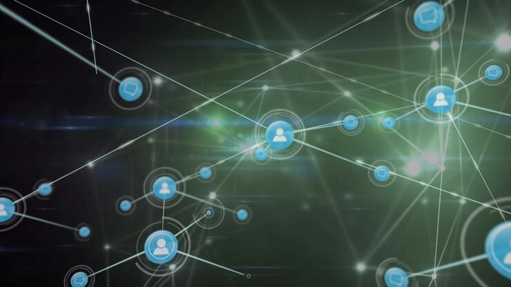 Animation of network of connections over black background