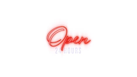 open sign in red neon on white background