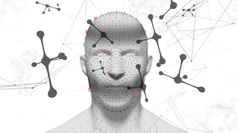 animación de formas digitales de cabeza sobre fondo blanco
