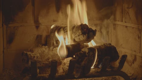 un video de leña ardiendo en una chimenea, con llamas y sonidos crepitantes