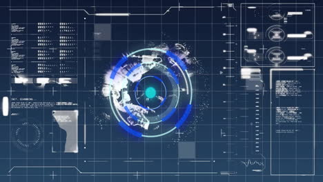 animación del procesamiento de datos sobre el escaneo del alcance