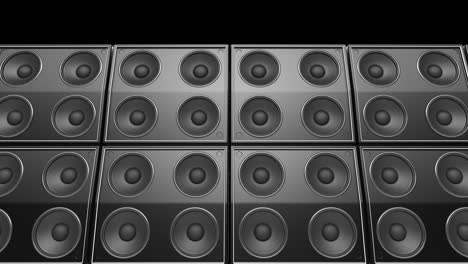 modern speakers playing music stacked in an endless wall pattern loop.