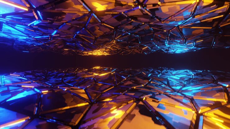 Abstract background in the form of metal plates moving in the form of a wave. Infinitely looped animation.