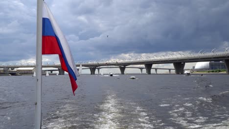 saint petersburg, view from a pleasure boat on the gulf of finland and the western high-speed diameter bridge